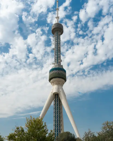 The Tashkent Tower against a cloudy sky